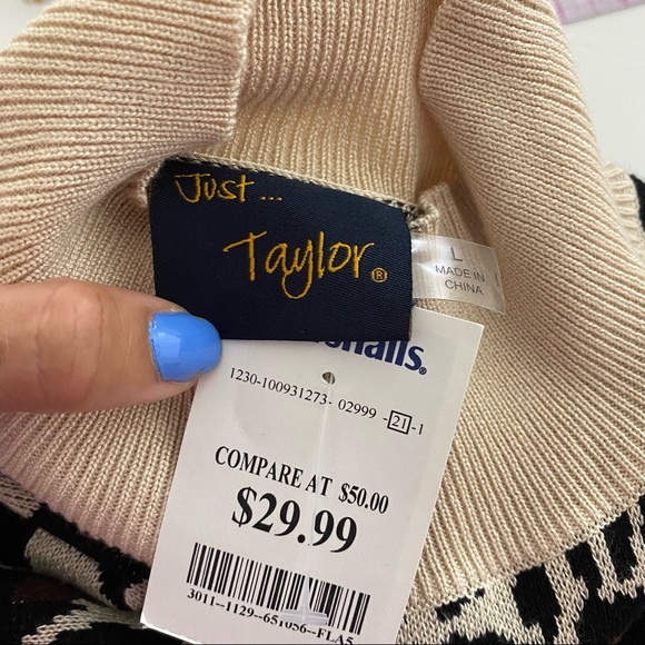 Long Puff Sleeve Cheetah Print Dress Knit Sweater Material Turtleneck - Picture 3 of 4